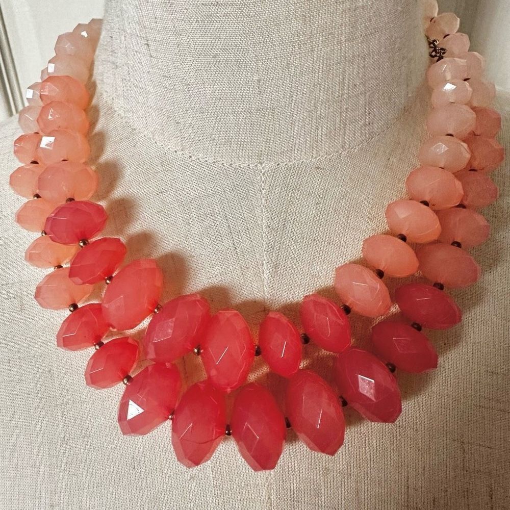 Pink beaded double strand necklace